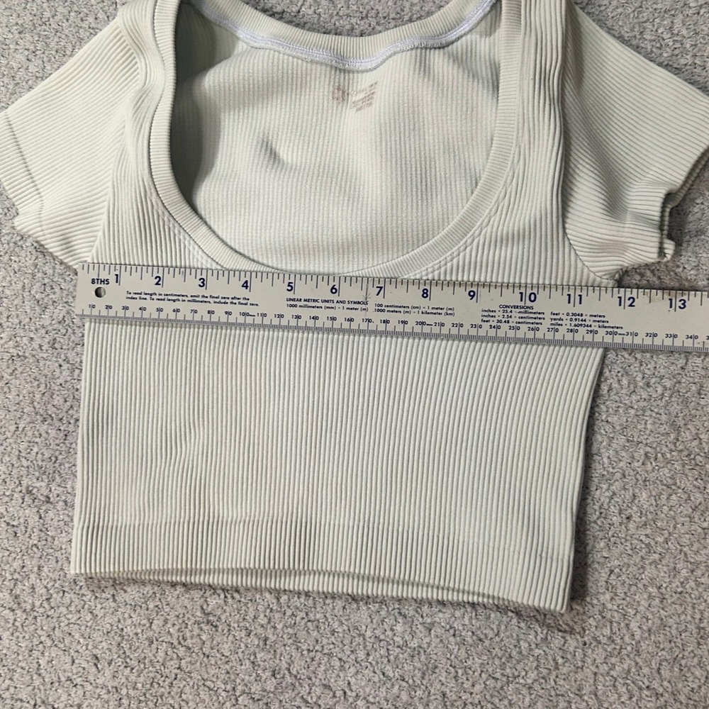 OFFLINE by Aerie Crop Top Ribbed Scoop XXS Sage Green Athleisure Clean Girl Boho - Picture 3 of 6